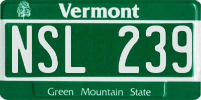 VT license plate NSL239