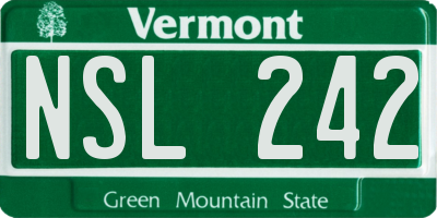 VT license plate NSL242