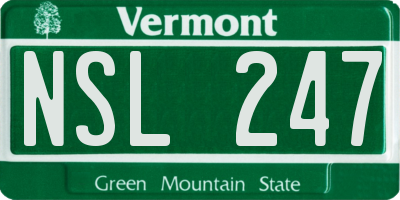 VT license plate NSL247