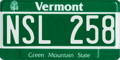 VT license plate NSL258