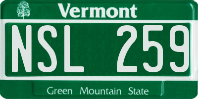VT license plate NSL259