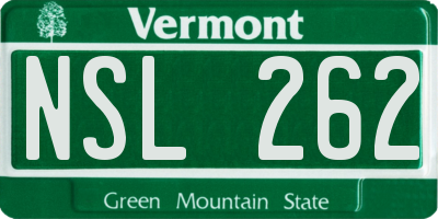 VT license plate NSL262