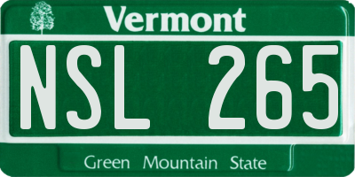 VT license plate NSL265