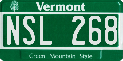 VT license plate NSL268
