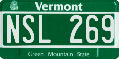 VT license plate NSL269