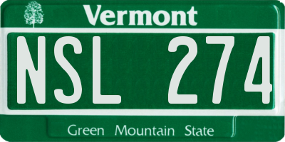 VT license plate NSL274