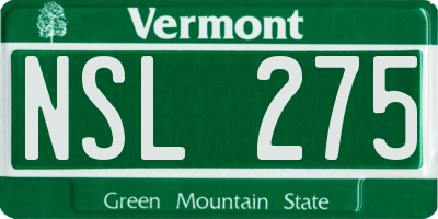 VT license plate NSL275