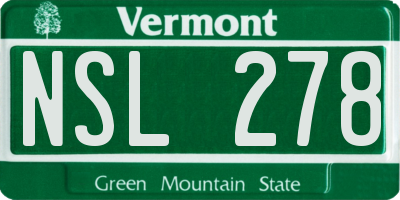 VT license plate NSL278