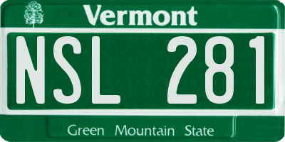 VT license plate NSL281