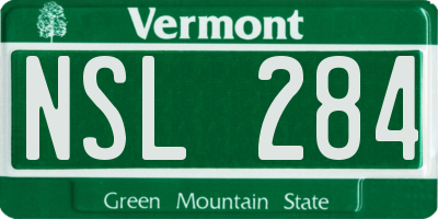 VT license plate NSL284