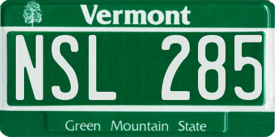 VT license plate NSL285