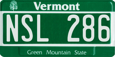 VT license plate NSL286