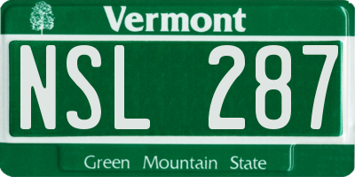 VT license plate NSL287