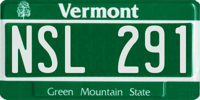 VT license plate NSL291