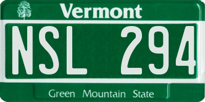 VT license plate NSL294