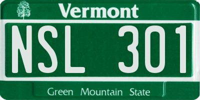 VT license plate NSL301