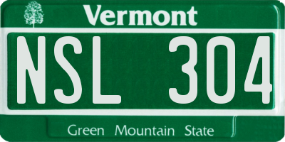 VT license plate NSL304