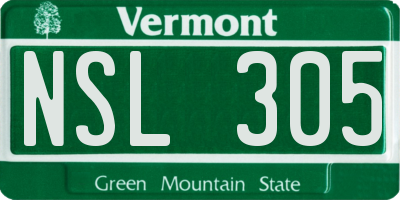 VT license plate NSL305