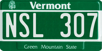 VT license plate NSL307