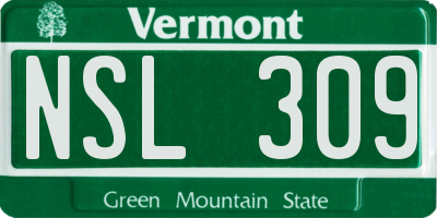 VT license plate NSL309