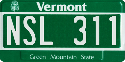 VT license plate NSL311