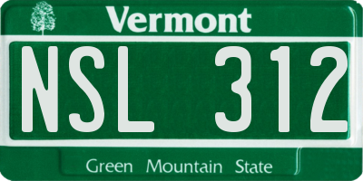 VT license plate NSL312