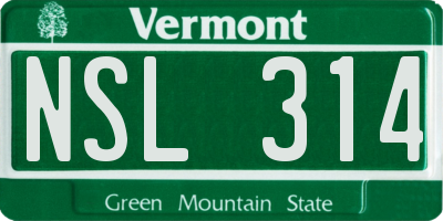 VT license plate NSL314