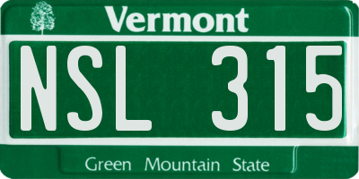 VT license plate NSL315