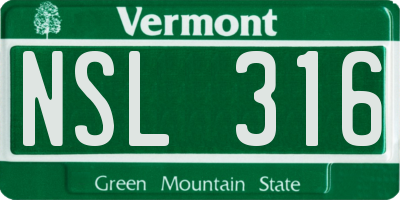 VT license plate NSL316