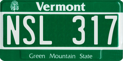 VT license plate NSL317