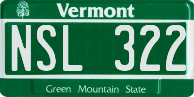 VT license plate NSL322