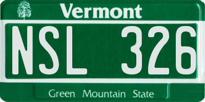 VT license plate NSL326