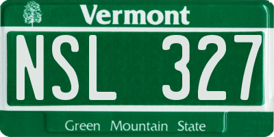 VT license plate NSL327