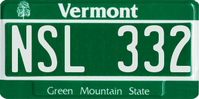 VT license plate NSL332