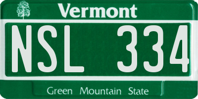 VT license plate NSL334