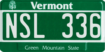 VT license plate NSL336