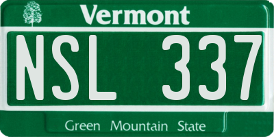 VT license plate NSL337