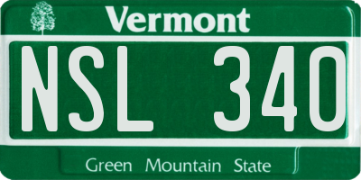 VT license plate NSL340