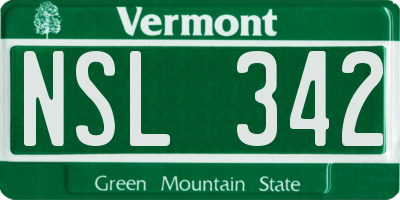 VT license plate NSL342