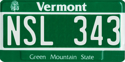 VT license plate NSL343