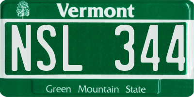 VT license plate NSL344