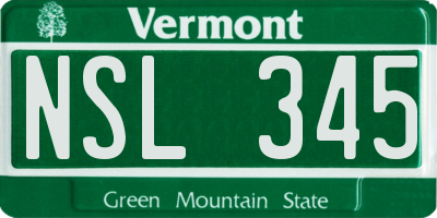 VT license plate NSL345