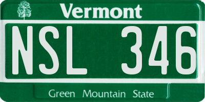 VT license plate NSL346