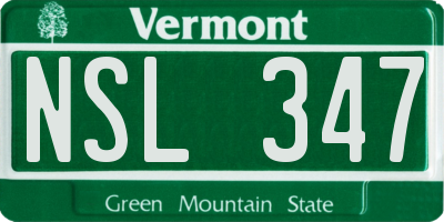 VT license plate NSL347