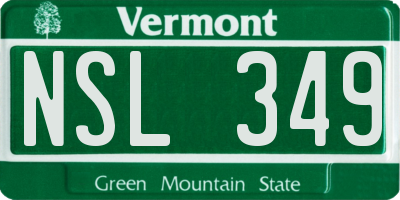 VT license plate NSL349