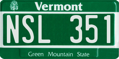 VT license plate NSL351