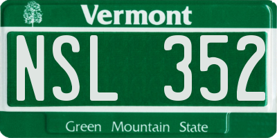 VT license plate NSL352