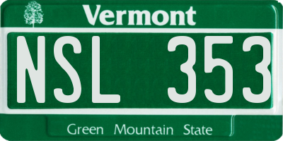 VT license plate NSL353