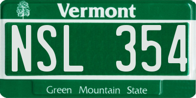VT license plate NSL354