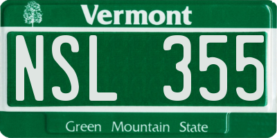 VT license plate NSL355